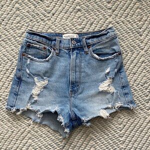 Abercrombie & Fitch Ripped Blue Denim Jean Shorts for Women